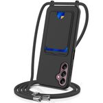 Per Samsung Galaxy S24 FE 5G Custodia per telefono in silicone liquido tinta unita con cordino (nero)