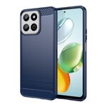 Custodia per telefono in TPU con texture spazzolata in fibra di carbonio per Honor 200 (blu)