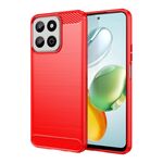 Custodia per telefono in TPU con texture spazzolata in fibra di carbonio per Honor Play 60 Plus (rosso)