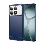 Per Xiaomi 14T Pro Custodia per telefono in TPU con texture spazzolata in fibra di carbonio (blu)