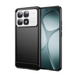 Per Xiaomi 14T Pro Custodia per telefono in TPU con texture spazzolata in fibra di carbonio (nero)
