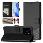 Per Xiaomi 14 Custodia per telefono in pelle con stampa a nido d'ape RFID (nera)