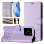 Per Xiaomi 14 Custodia per telefono in pelle RFID con stampa a nido d'ape (viola chiaro)