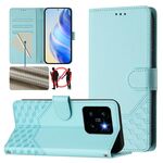 Per Xiaomi 14 Pro 5G Custodia per telefono in pelle con stampa a nido d'ape RFID (verde menta)