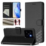 Per Xiaomi 14 Pro 5G Custodia per telefono in pelle con stampa a nido d'ape RFID (nera)