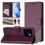 Per Xiaomi 14 Pro 5G Custodia per telefono in pelle con stampa a nido d'ape RFID (viola)
