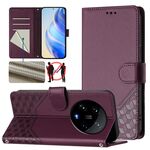Per Xiaomi 14 Ultra 5G Custodia per telefono in pelle con stampa a nido d'ape RFID (viola)