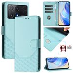 Per Xiaomi Poco X6 Pro / Redmi K70E Custodia per telefono in pelle con stampa a nido d'ape RFID (verde menta)