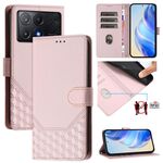 Per Xiaomi Poco X6 Pro / Redmi K70E Custodia per telefono in pelle con stampa a nido d'ape RFID (rosa)