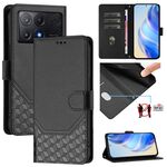 Per Xiaomi Poco X6 Pro / Redmi K70E Custodia per telefono in pelle con stampa a nido d'ape RFID (nero)
