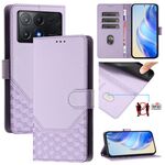 Per Xiaomi Poco X6 Pro / Redmi K70E Custodia per telefono in pelle con stampa a nido d'ape RFID (viola chiaro)