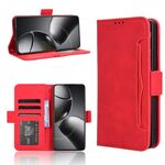 Per Xiaomi 14T Custodia per telefono in pelle con slot per schede e texture in vitello (rosso)