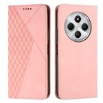 Per Redmi 14C 4G Custodia per telefono in pelle magnetica con effetto pelle con cuciture a diamante (oro rosa)