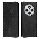 Per Redmi 14C 4G Custodia per telefono in pelle magnetica con effetto pelle con cuciture a diamante (nero)