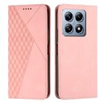 Per Xiaomi 14T Pro Custodia per telefono in pelle magnetica con effetto pelle con cuciture a diamante (oro rosa)