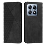Per Xiaomi 14T Pro Custodia per telefono in pelle magnetica con effetto pelle con cuciture a diamante (nero)
