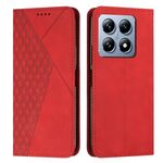 Per Xiaomi 14T Custodia per telefono in pelle magnetica con effetto pelle con giunzione a diamante (rosso)