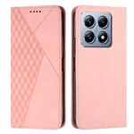Per Xiaomi 14T Custodia per telefono in pelle magnetica con effetto pelle con giunzione a diamante (oro rosa)