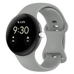 Per Google Pixel Watch 3 45mm cinturino in silicone con fibbia a farfalla, taglia: L (marrone grigio)