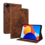 Per Xiaomi Redmi Pad SE 8.7 Custodia per tablet in pelle goffrata con motivo a farfalla e fiore (marrone)