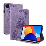 Per Xiaomi Redmi Pad SE 8.7 Custodia per tablet in pelle goffrata con motivo a farfalla e fiore (viola)