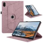 Custodia per tablet in pelle con rotazione in rilievo For Honor Pad X8a Tree Life (oro rosa)