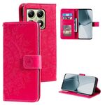 Per Xiaomi 14T Custodia in pelle goffrata con fiore Totem con cordino (rosso)