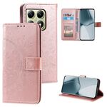 Per Xiaomi 14T Custodia in pelle goffrata con fiore Totem con cordino (oro rosa)