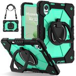 Per Huawei MatePad Air 12 2024 Custodia per tablet PC ibrida in silicone con robot a contrasto di colore (nero verde menta)