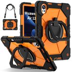 Per Huawei MatePad Air 12 2024 Custodia per tablet PC ibrida in silicone con robot a contrasto di colore (nero arancione)