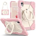 Per Huawei MatePad Air 12 2024 Custodia per tablet PC ibrida in silicone con robot a contrasto di colore (oro rosa beige)