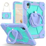 Per Huawei MatePad Air 12 2024 Custodia per tablet PC ibrido in silicone con robot a contrasto (viola, verde menta)