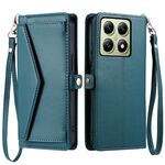 Per Xiaomi 14T Pro Portafoglio Multi-Slot per Carta Custodia per Telefono in Pelle con Laccetto (Verde)