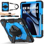 Per Huawei MatePad Air 12 2024 Custodia per tablet PC ibrida in silicone con robot a contrasto di colore (nero blu)