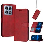 Per Xiaomi 14T Custodia per telefono in pelle con texture di vitello solido (rosso)