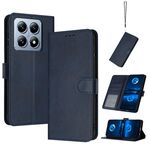 Per Xiaomi 14T Custodia per telefono in pelle con texture di vitello solido (blu scuro)