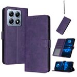 Per Xiaomi 14T Custodia per telefono in pelle con texture di vitello solido (viola)