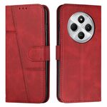 Per Redmi 14C 4G Custodia per telefono in pelle con fibbia e texture in vitello con cuciture (rosso)