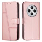 Per Redmi 14C 4G Custodia per telefono in pelle con fibbia e texture in vitello con cuciture (oro rosa)