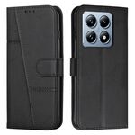 Per Xiaomi 14T Custodia per telefono in pelle con fibbia con texture in vitello con cuciture (nero)