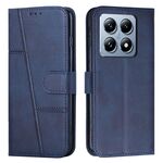 Per Xiaomi 14T Custodia per telefono in pelle con fibbia con texture in vitello con cuciture (blu)