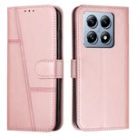 Per Xiaomi 14T Custodia per telefono in pelle con fibbia con texture in vitello con cuciture (oro rosa)