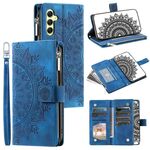 Per Samsung Galaxy S25+ 5G Custodia per telefono in pelle con cerniera Totem multi-card (blu)