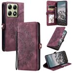 Per Xiaomi 14T Custodia in pelle goffrata Skin Feel Totem (rosso vino)