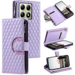 Per Xiaomi 14T Glitter Lattice Zipper Wallet Custodia in pelle per telefono (viola)