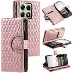 Per Xiaomi 14T Glitter Lattice Zipper Wallet Custodia in pelle per telefono (oro rosa)
