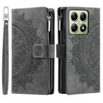 Per Xiaomi 14T Multi-Card Totem Zipper Custodia in pelle per telefono (grigio)