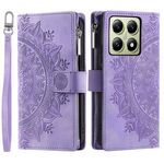 Per Xiaomi 14T Multi-Card Totem Custodia in pelle con cerniera (viola)