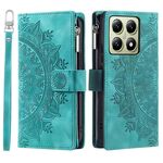 Per Xiaomi 14T Pro Multi-Card Totem Custodia in pelle con cerniera per telefono (verde)
