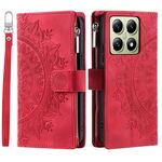 Per Xiaomi 14T Pro Multi-Card Totem Custodia in pelle con cerniera (rosso)